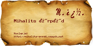Mihalits Árpád névjegykártya